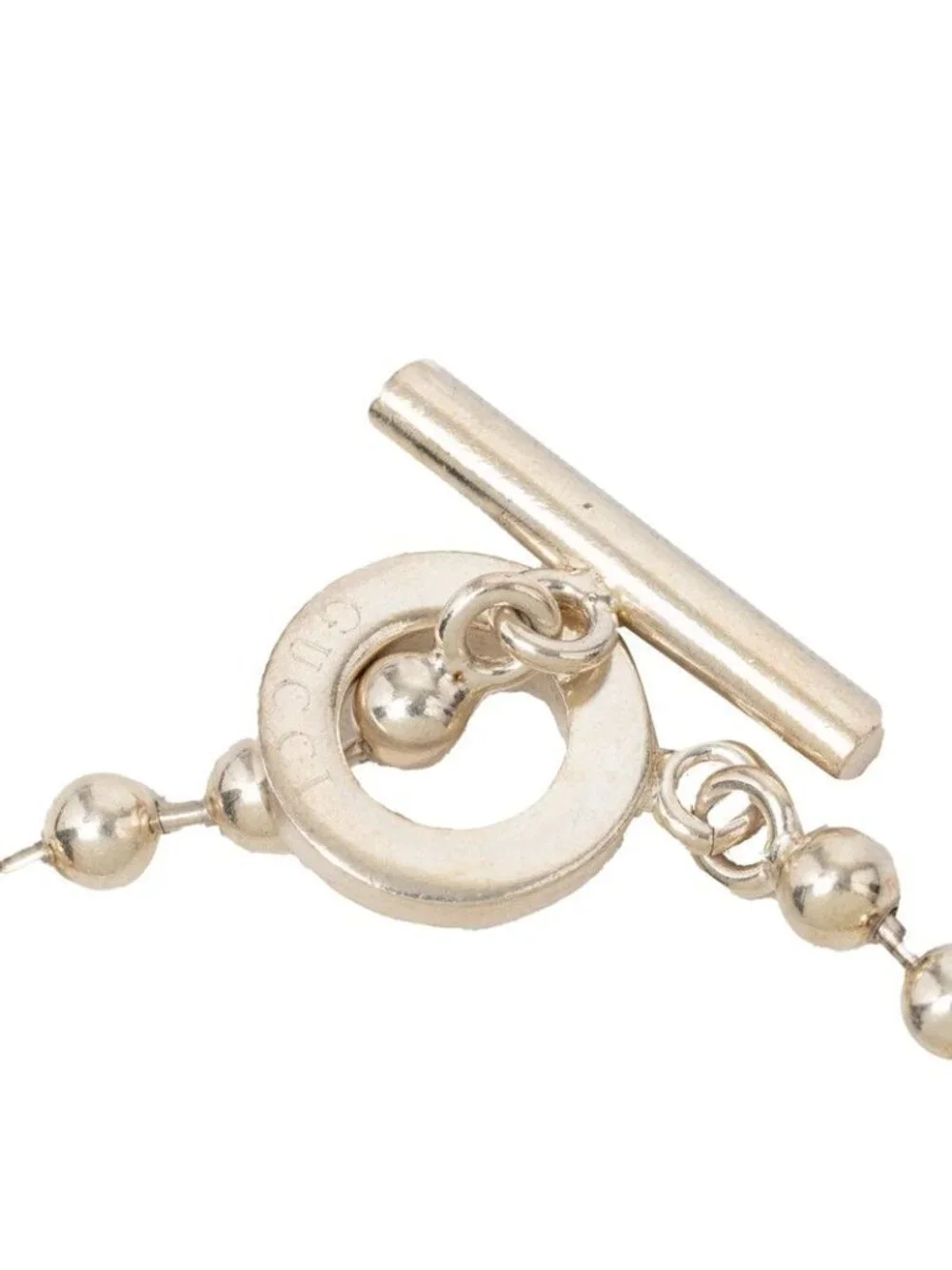 Gucci Logo Ball Chain Bracelet Silver